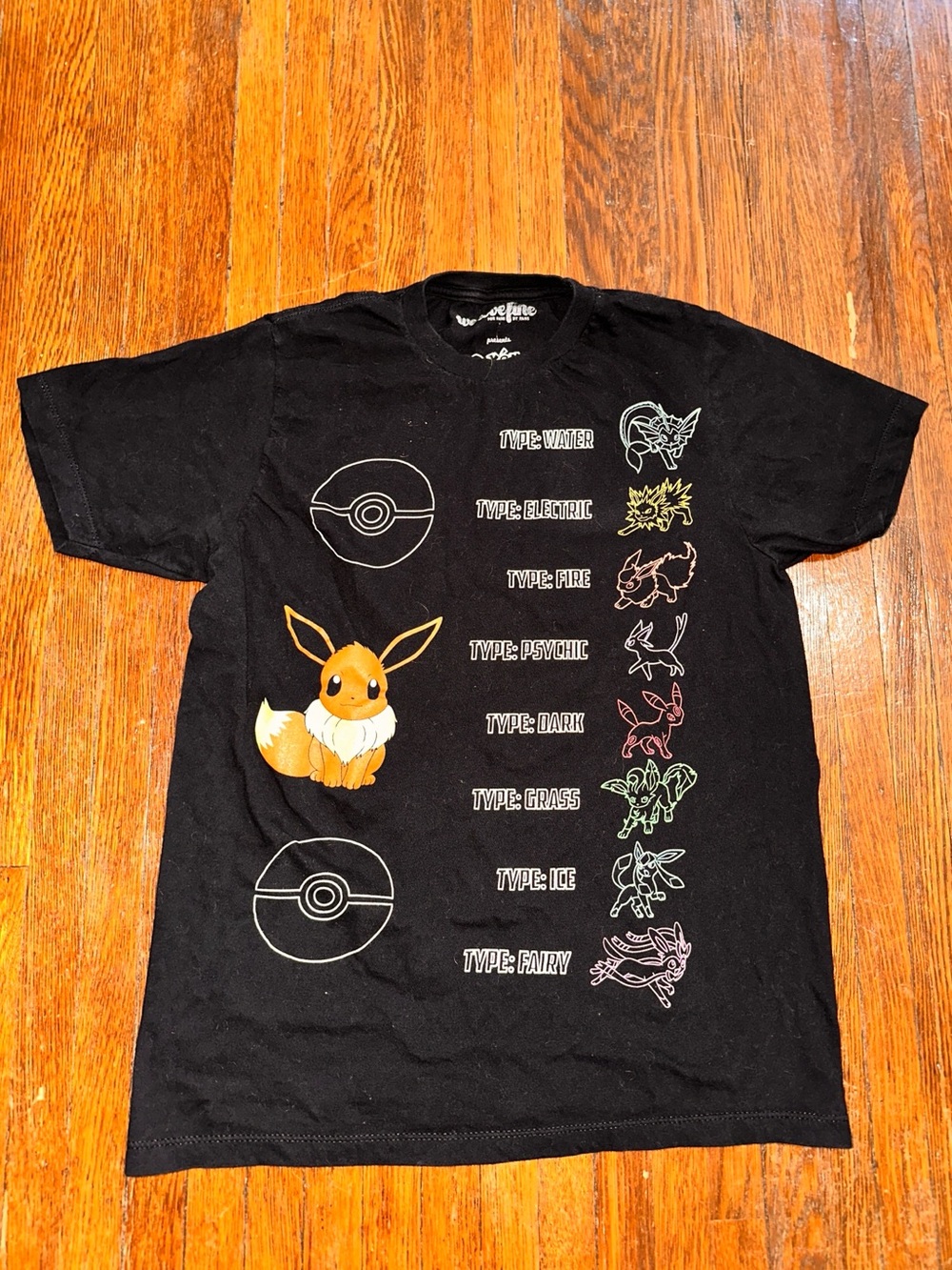 Men’s Medium Pokemon Eevee Evolutions Nintendo Graphic Nerd Shirt